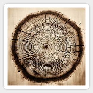 Tree Rings: Layers of Time on a Dark Background Sticker